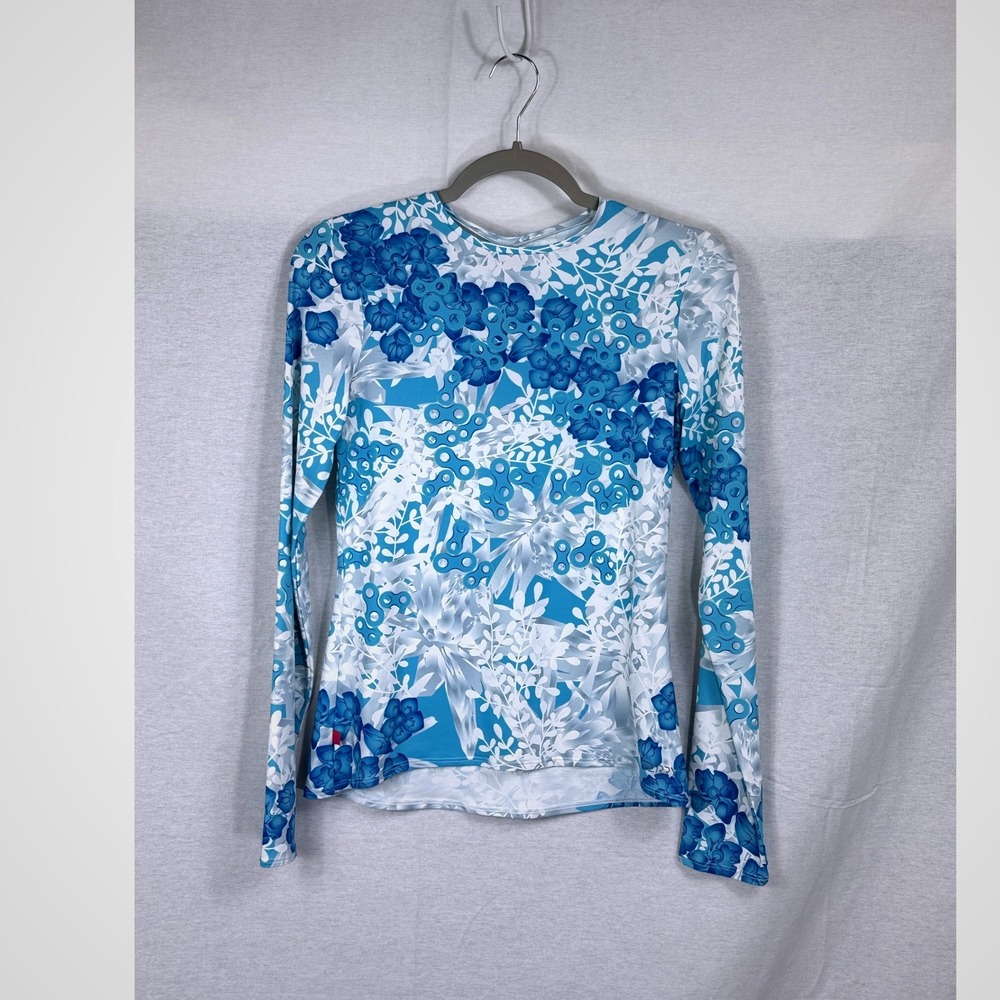 Terry Soleil Long Sleeve Top Women Small Hydrange White New UPF50 Cycling Jersey